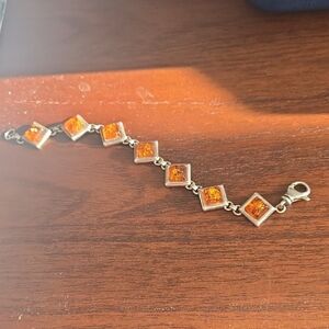 Amber and Silver Bracelet